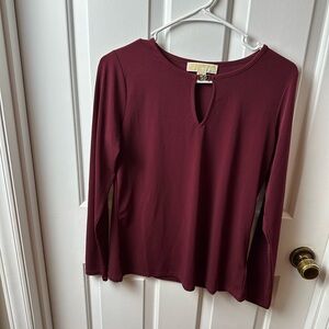 Michael Michael Kors Elegant Burgundy Long Sleeve Top Size Small